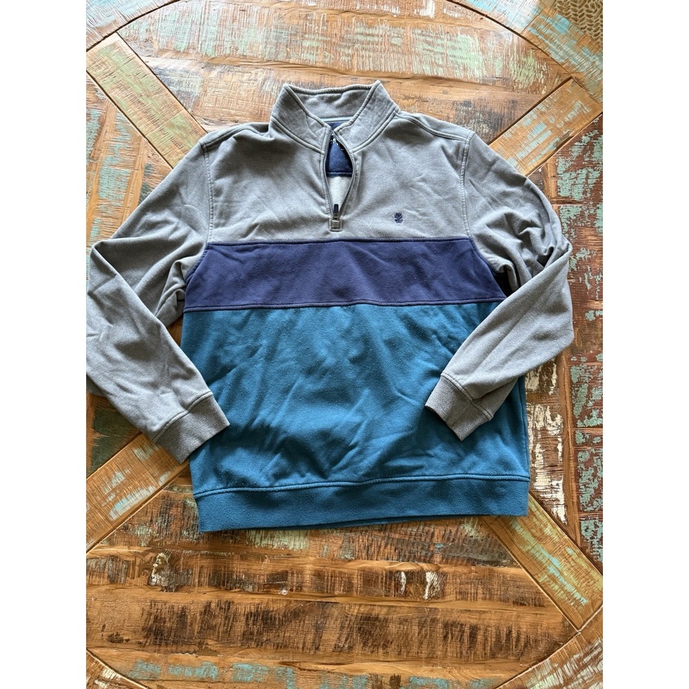 Men's IZOD Tricolor Quarter Zip Pullover Sweatshirt Size XL